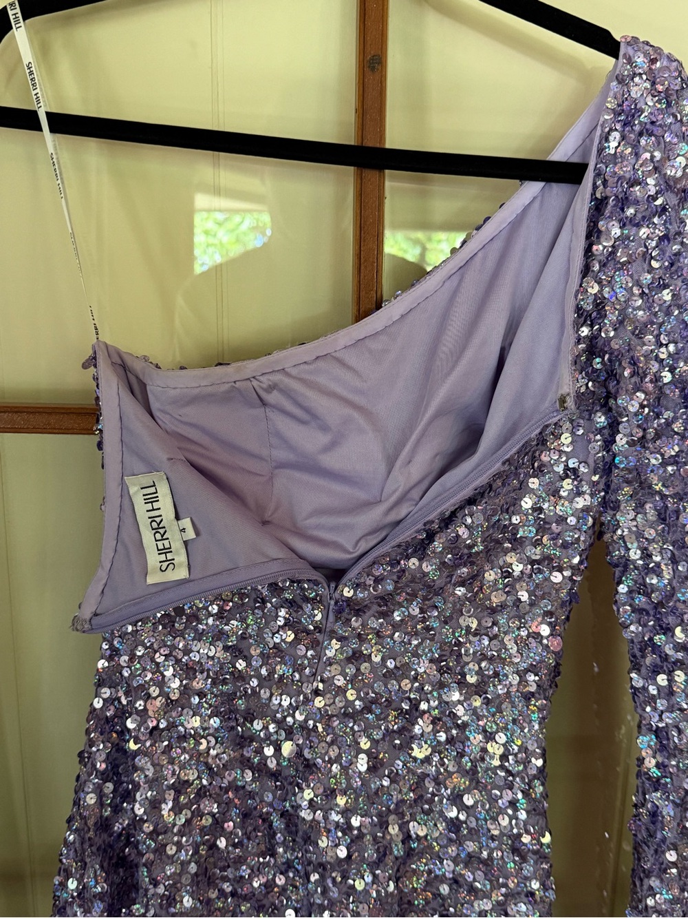 Sherri Hill 54469 Lilac One Shoulder Sequin Cocktail Dress Homecoming Prom - 4 - Picture 9 of 10